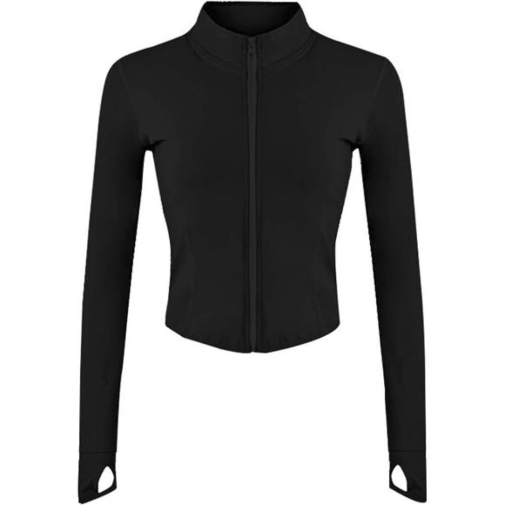 Women's Athletic Full Zip Lightweight Workout Jacket, Black